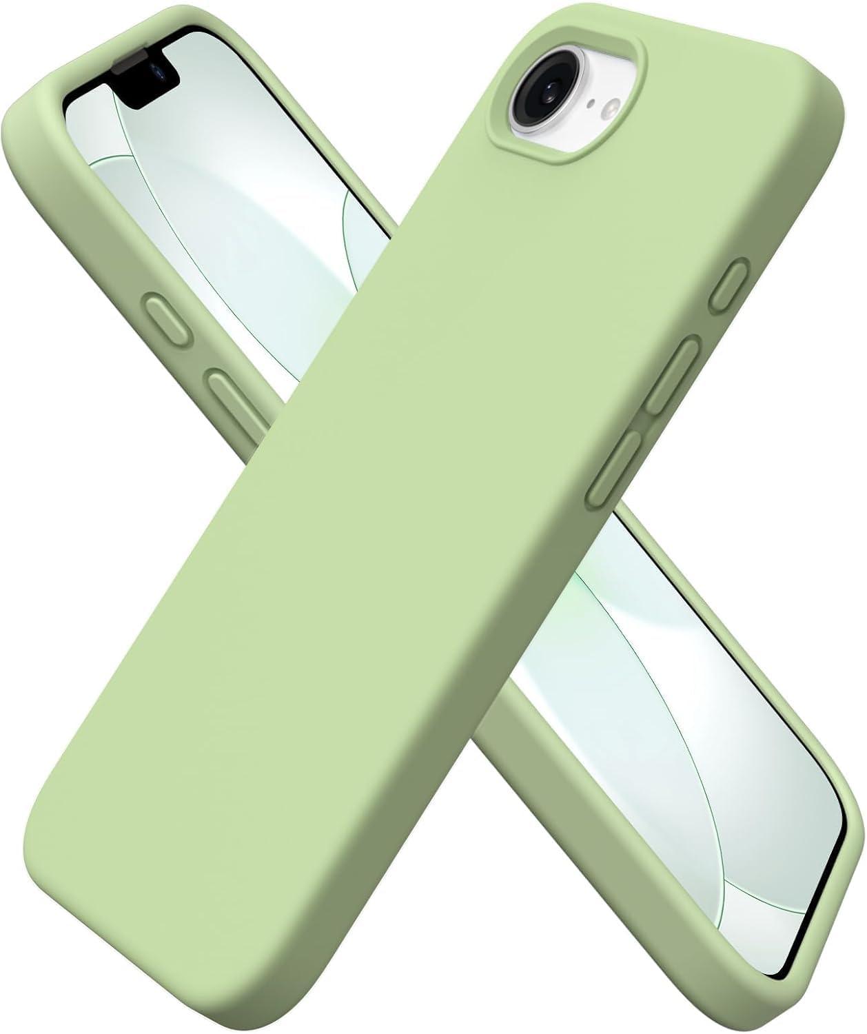 DIZORO Compatible with iPhone 17e / iPhone 16e Case 6.1" Liquid Silicone 3 Layers Full Covered Soft Gel Rubber Phone Case,Shockproof Protective Cover with Anti-Scratch Microfiber Lining-Matcha Green