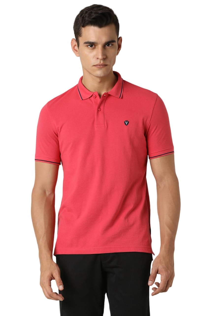 Van Heusen Men's Regular fit T-Shirt (VSKPWRGFD34687_Rouge Red L)