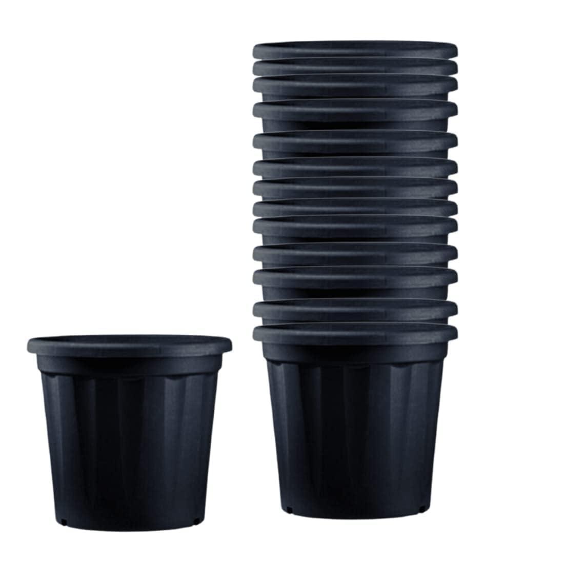 Plastic Flower Pots 15 Inch | Black Nursery Plant Pots for Indoor & Outdoor Gardening | Lightweight, Durable Pots with Drainage for Seeds, Succulents & Saplings | Pack of 5