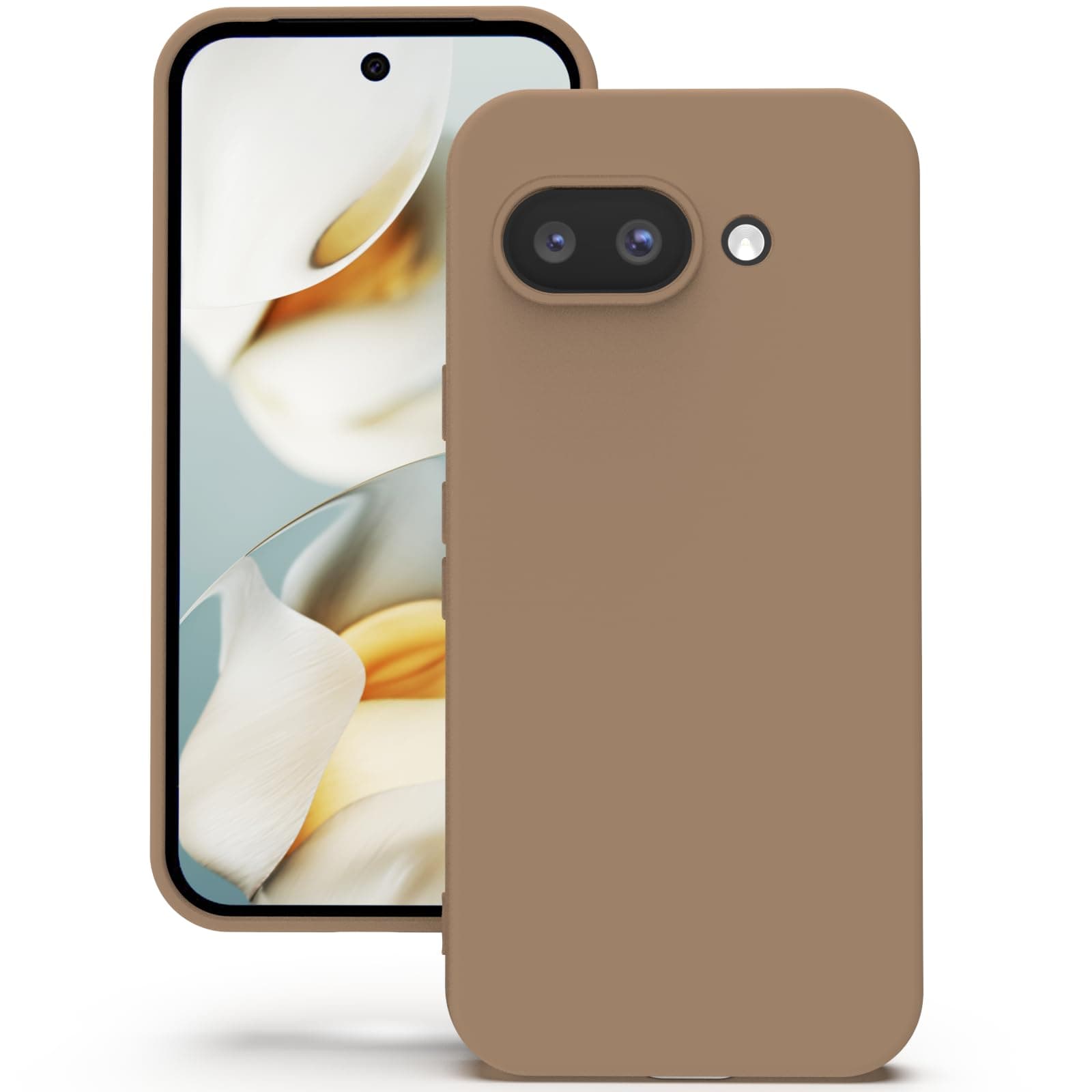 YATWIN Silicone Back Case for Google Pixel 9A, Soft-Touch Phone Back Cover for Google Pixel 9A-Milk Tee, Black