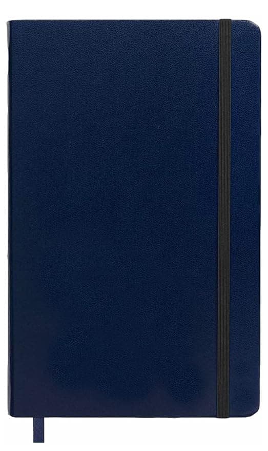 AccuPrints Hard Bound A5 or 5.8 * 8.3 inches Notebook With Elastic For Office Personal Use, Journal Diary With 192 Ruled Pages (Navy blue)