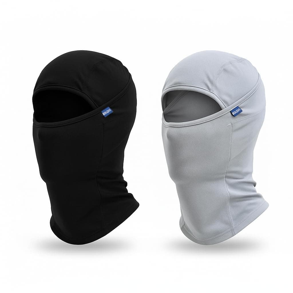 Boldfit Full Face Helmet Mask for Bikers in Riding UV Protected, Balaclava, Black Mask for Bike Riding and Cycling Accessories for Men & Women Black & Grey Pack of 2