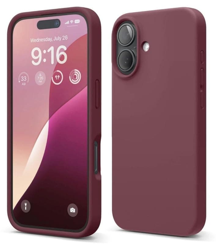 ESELSE Premium Liquid Silicone Case for iPhone 16 (6.1 Inch) – Slim Full Body Protective Back Cover with Soft Microfiber Lining, Anti-Slip Grip Scratch Resistant Phone Case(Maroon)