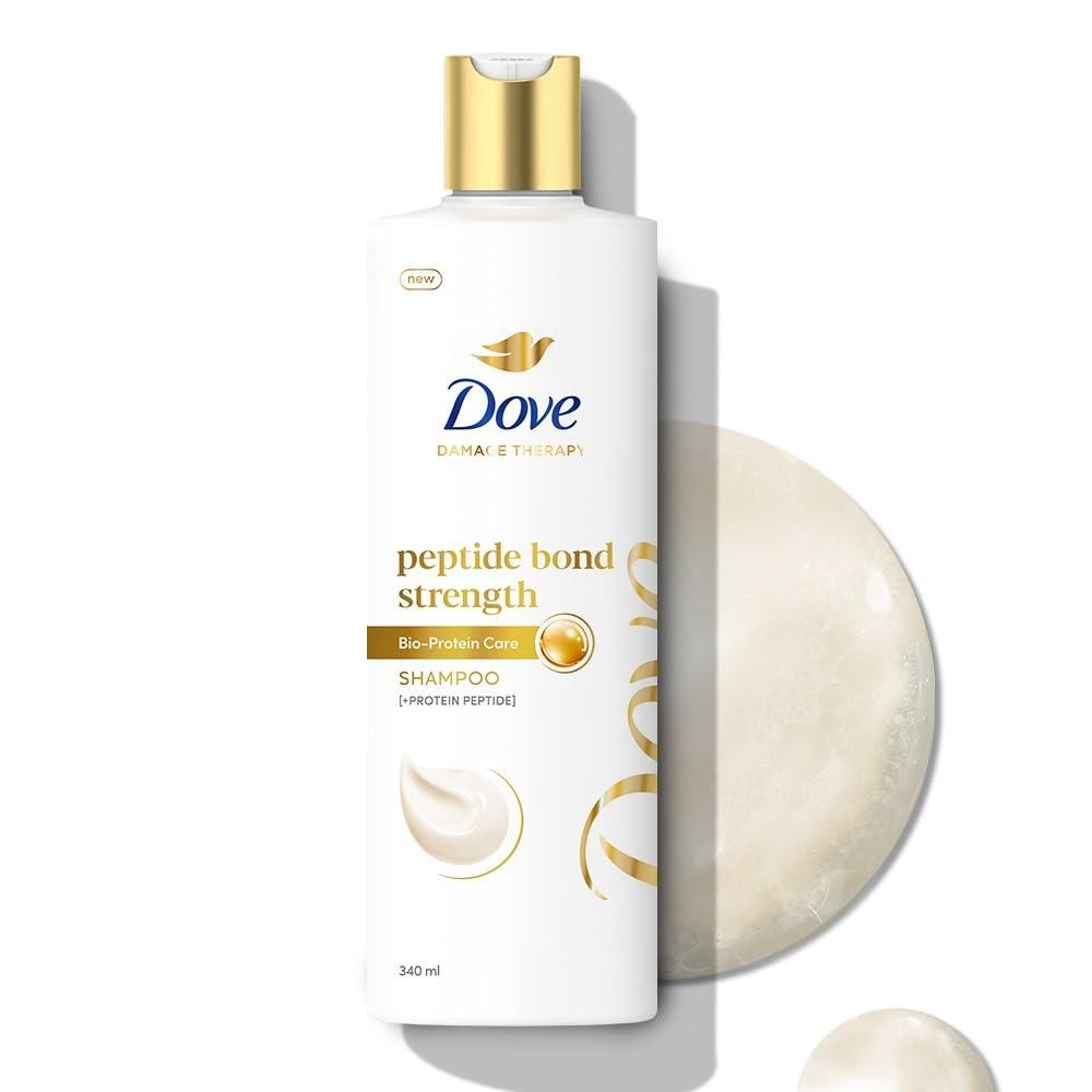 Dove Peptide Bond Strength Shampoo for Dry & Damaged Hair - 340 ml | Enriched with PROTEIN PEPTIDES | Reconstructs broken Bonds for 20X Stronger Hair