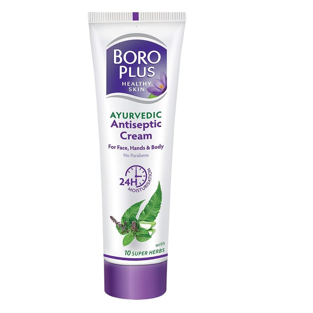 BoroPlus Ayurvedic Antiseptic Cream with 10 super herbs |24 hrs Moisturisation |Glowing Skin|For Face, Hand & Body | Heals and Protects the skin|120ml