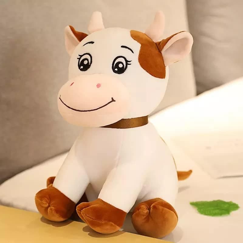 HUG 'n' FEEL SOFT TOYS Random Color Sitting Cow Stuffed Soft Toy 25cm Single Piece
