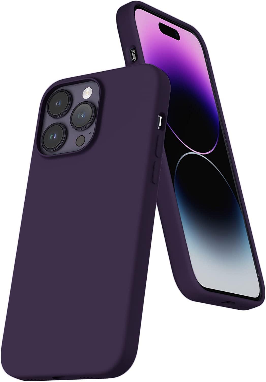 DIZORO Liquid Silicone Compatible for iPhone 14 Pro Max Case Gel Rubber with Microfiber Lining Non-Slip Full Body Protective Shockproof Back Cover 6.7 inch (Deep Purple)