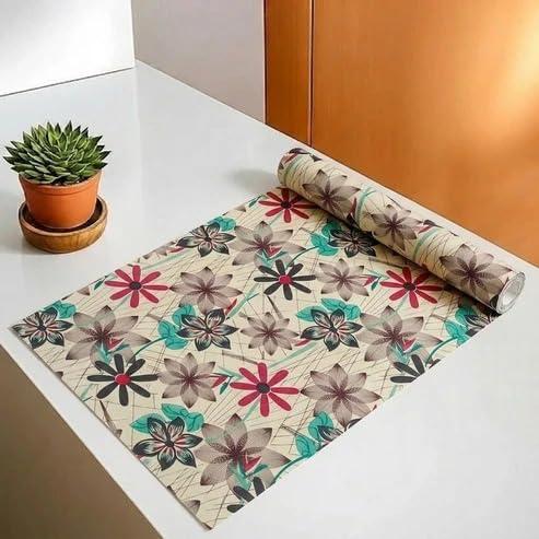 PVC Shelf Liner Roll 5 Meter Waterproof Printed | Non-Slip Kitchen Drawer Mat | Multipurpose Mat for Fridge, Wardrobe, Cupboard & Cabinets | Rectangular Cut-to-Size Shelf Paper