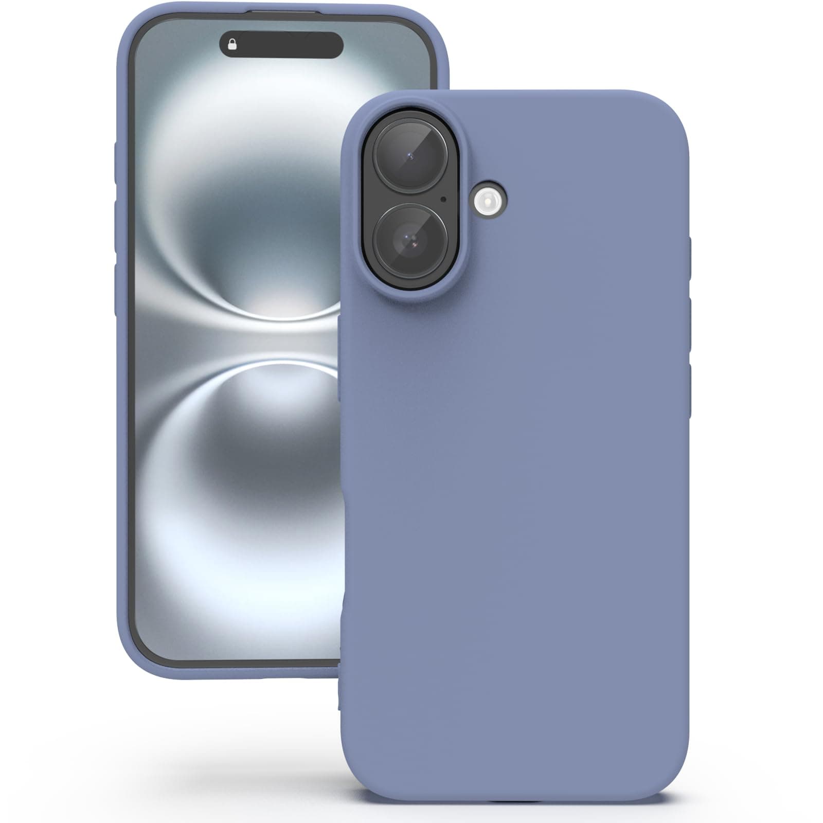 YATWIN Silicone Back Case for iPhone 16, Soft-Touch Phone Back Cover for Apple iPhone 16 - Lavender Grey