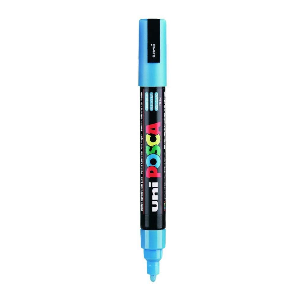 POSCA PC-5M Marker | 1.8-2.5 mm Bullet Shaped Tip (Light Blue Ink)