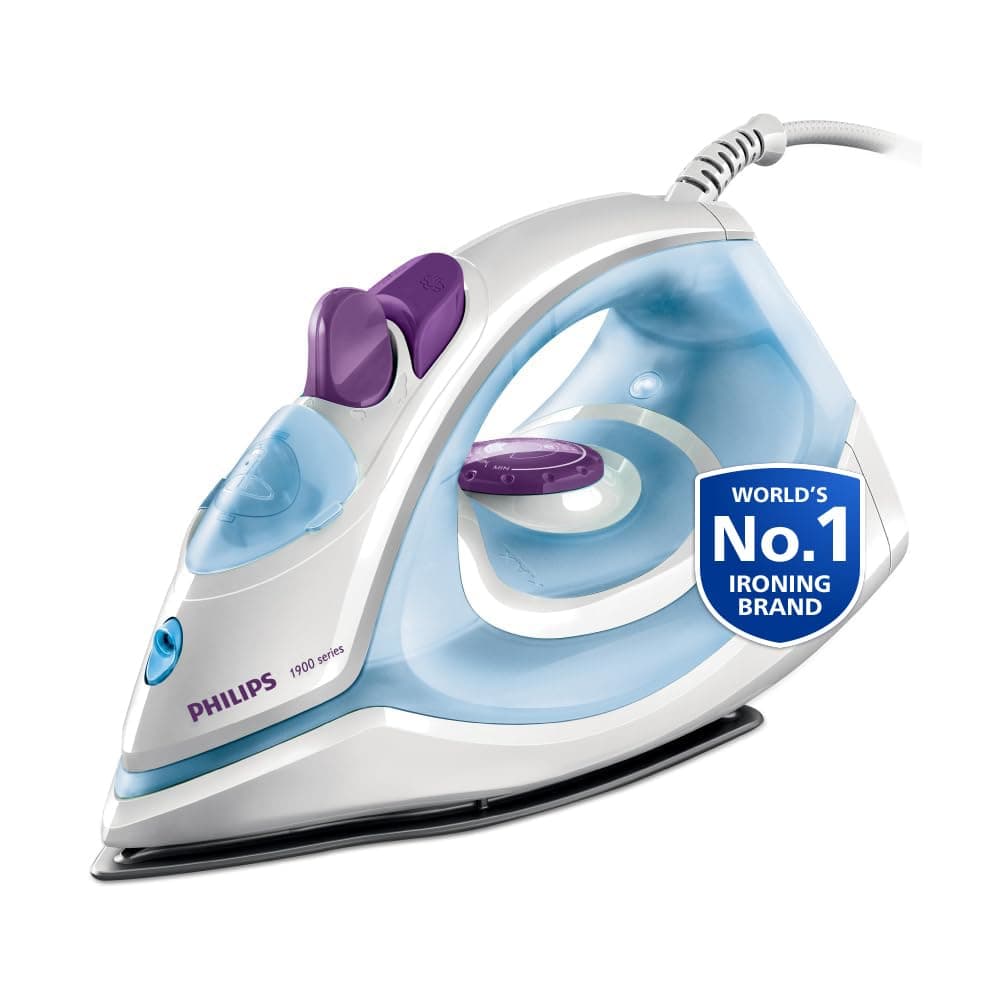 Philips Steam Iron GC1905/21 (World no. 1 Ironing Brand) – Black non-stick soleplate, Powerful 17gm/min steam output & 1300 W Quick heat-up
