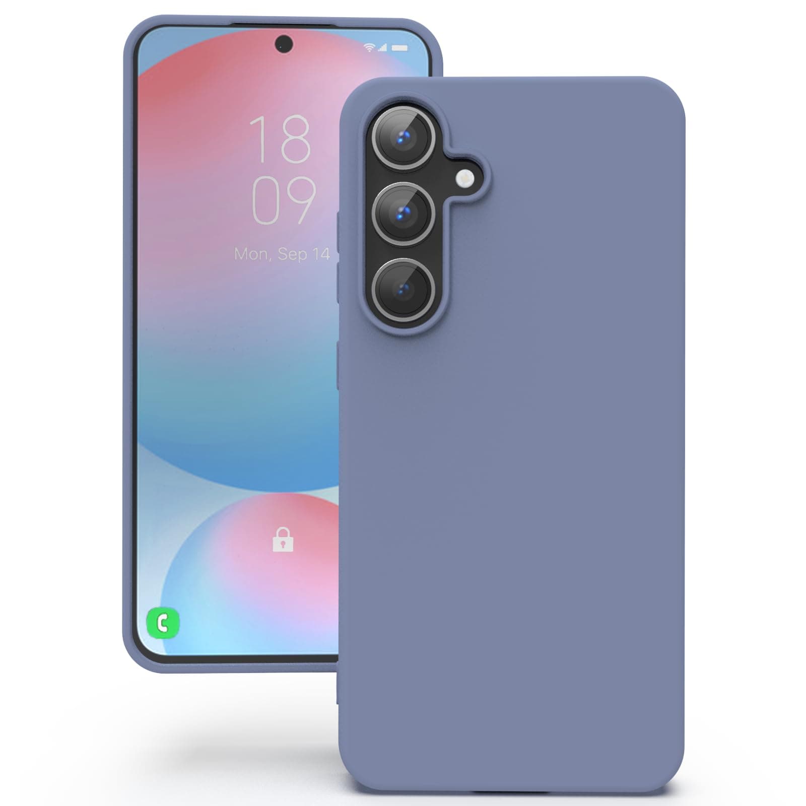 YATWIN Silicone Back Case for Samsung Galaxy S24 FE, Soft-Touch Phone Back Cover for Samsung Galaxy S24 FE - Lavender Grey