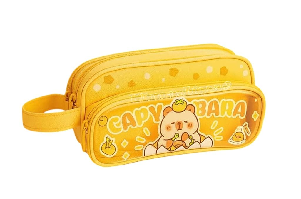 Supreme Deals® Pencil Pouch with Large Capacity Cartoon Pattern Pencil Case, Aesthetic Pencil Case for Girls Multifunctional Stationery Organizer (3 Layers Cute Panda Pouch - Brown)