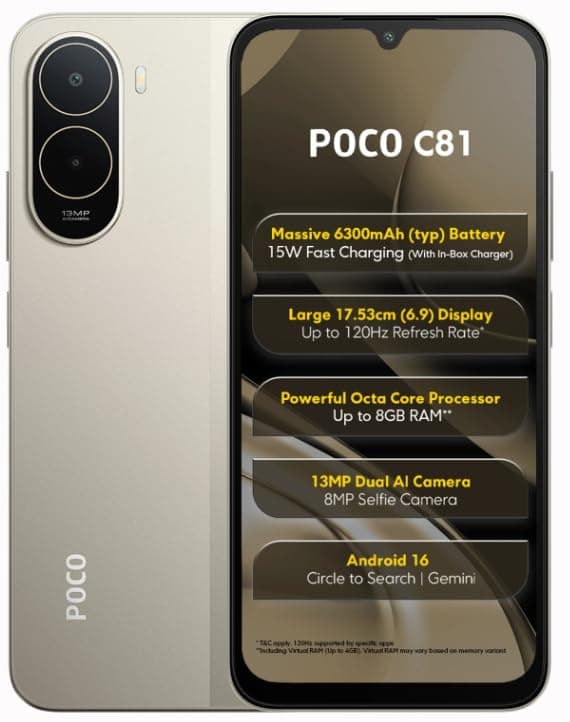 POCO C81, Sunset Gold (4GB, 64GB)