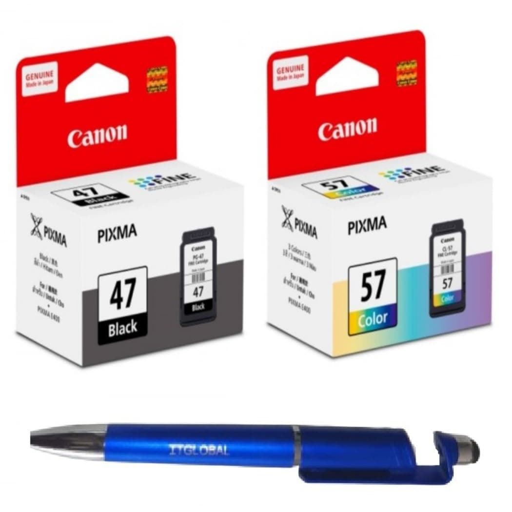 Canon PG 47 & CL 57small Ink Cartridge E400 E410 E417 E460 E470 E477 E480 E3170 E3177 E4270 with Ballpoint Pen