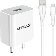 UTRAX 12W Fast Charger with USB to Type-C Cable | BIS Approved Mobile Charger | Fast Charging Adapter with Multi-Level Protection | Compatible with Android Smartphones, Tablets & Type-C Devices