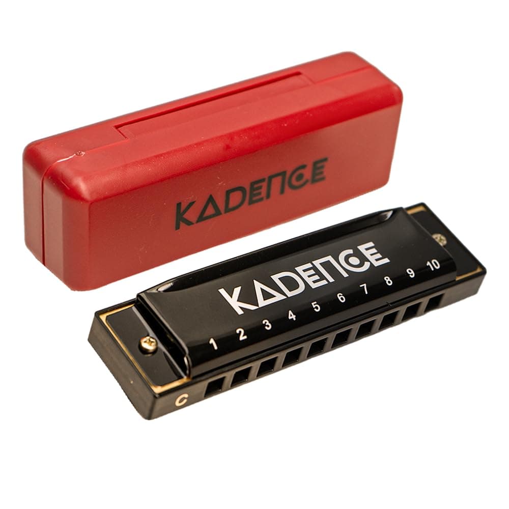Kadence T104-BK Home Series Diatonic Harmonica | Key of C with 10 Holes and 20 Tones | Portable Mouth Organ with Hard Case | Includes Learning Course | Black