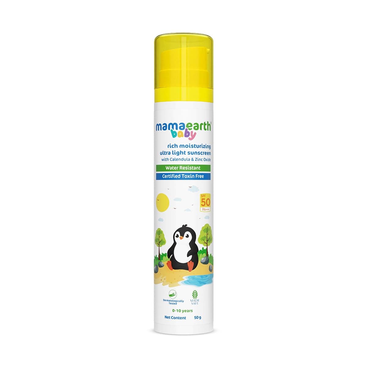 Mamaearth Baby Rich Moisturizing Ultra Light Sunscreen - 50g | SPF 50 & PA++++ | Water Resistant | Lightweight & Moisturizing | Suits all Skin Type | Safe For Babies | Dermatological Tested | Hydrating Sun Protection
