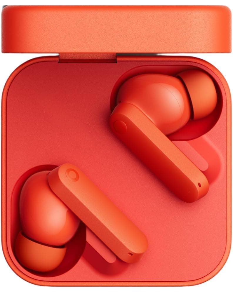 AlakhDM Bluetooth 5.3 Wireless Earbuds with HD Calling Mic, Deep Bass Stereo Sound, Low Latency Gaming, Type-C Fast Charging, Touch Control TWS Earphones (Orange)