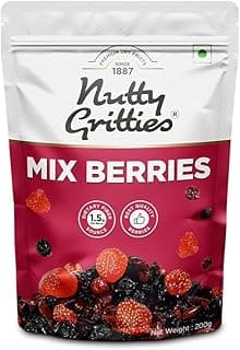 Nutty Gritties Premium Mix Berries 200g | Dried Cranberries, Blueberries, Strawberries & Black Currants | Antioxidant-Rich | Healthy Snack for Kids & Adults | Resealable Pouch