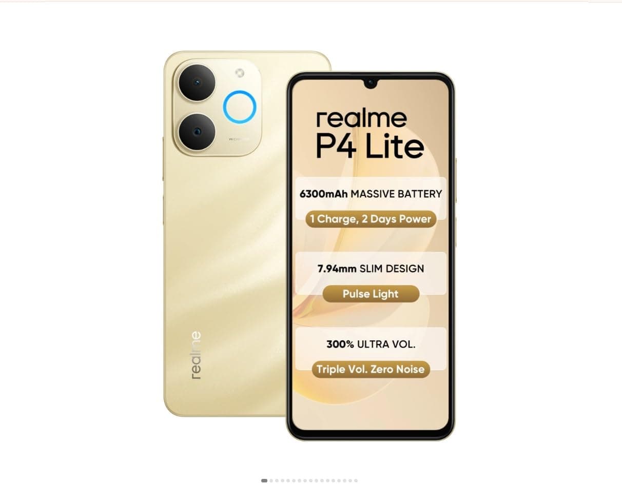 realme P4 Lite Smartphone, 4GB RAM, 64GB Storage, Beach Gold