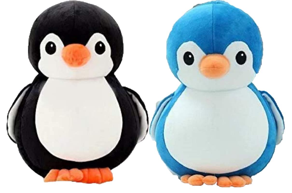 HUG 'n' FEEL SOFT TOYS – Penguin Soft Toy Combo | 18cm Black & Blue Plush Toy Set for Kids, Boys, Girls | Ultra Soft, Huggable Stuffed Animals | Birthday, Baby Shower & Return Gift Idea