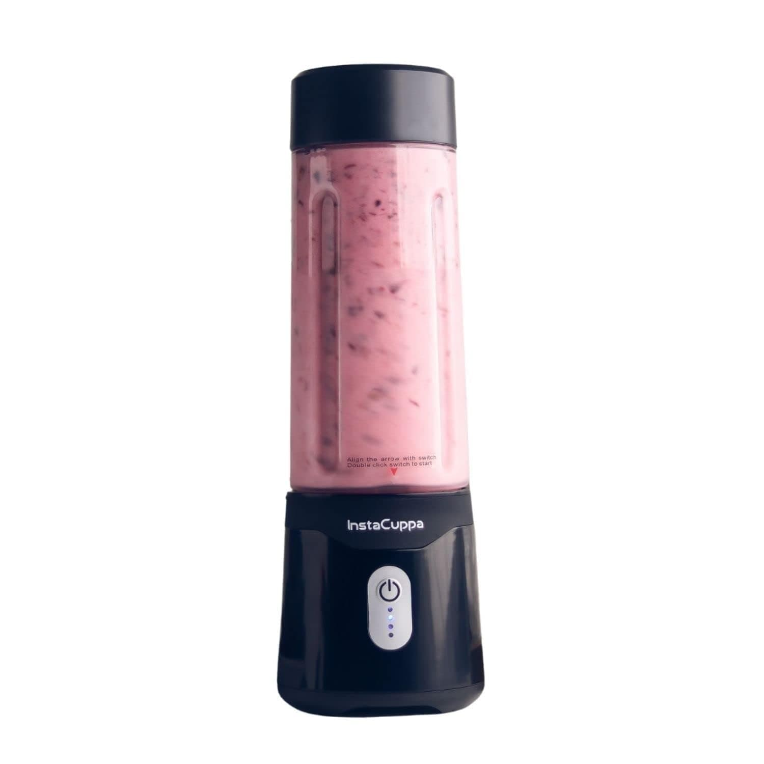 InstaCuppa Portable Blender for Smoothies & Juices,Mixer Juicer that Crushes Ice,Electric Shaker USB Rechargeable Battery with 4000 mAh 230 Watts Motor,500 ML Juice Maker,Black