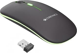 Zebronics Wireless Mouse, Dual Mode 2.4GHz + BT, Up to 1600 DPI, USB Nano Receiver, Lightweight Design, Multicolor LED Lights, Rechargeable Battery (Blanc, Grey)