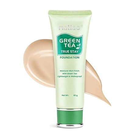 Maliao Green Tea Whitening Moist Skin Waterproof Foundation | Full Coverage | Hydrating & Smooth Finish | SPF Protection | Long-Lasting & Oil-Free | Brightening & Even Skin Tone | Natural Beige, 80g