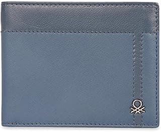 United Colors of Benetton Men RFID Protected Carrook Slimfold Wallet - Navy, No. of Card Slot: 8 | Stich Work Slimfold Wallet with Side Closure | Leather