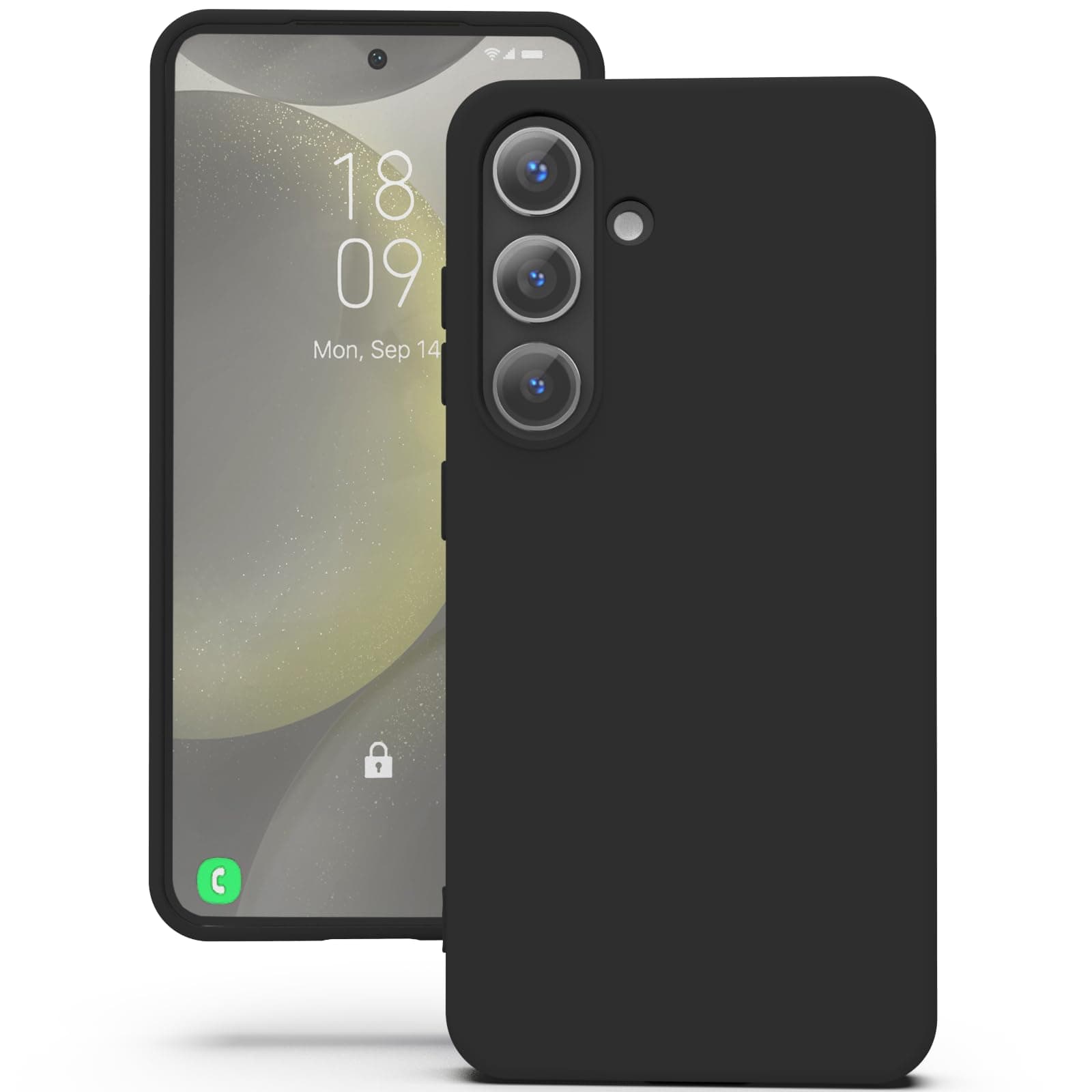 YATWIN Silicone Back Case for Samsung Galaxy S24, Soft-Touch Phone Back Cover for Samsung Galaxy S24 - Black