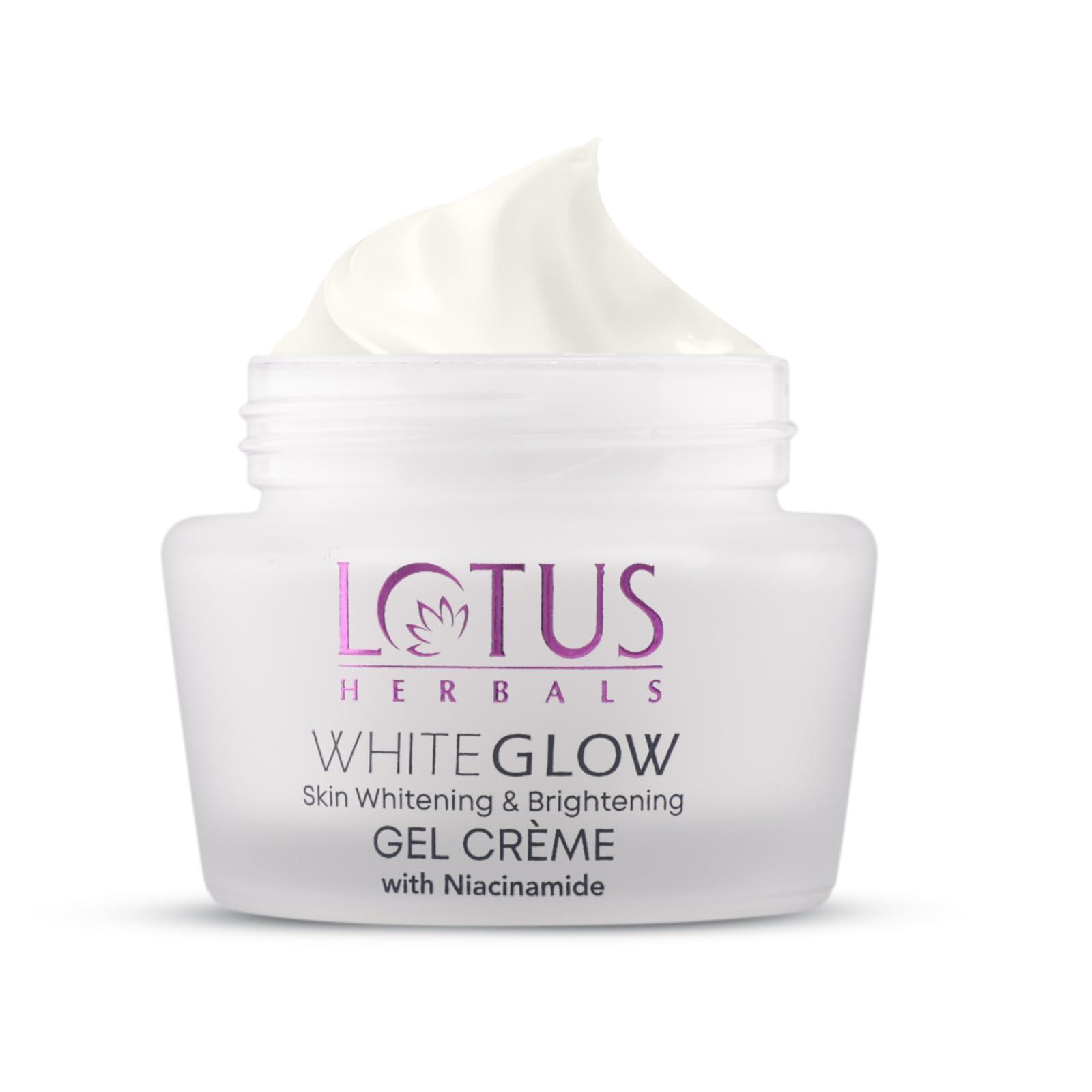 Lotus Herbals WhiteGlow Skin Whitening And Brightening Gel Cream| Hydrates, Removes Dark Spots And Tanning, Gives Radiant Glow | With Niacinamide | Face Cream For Men And Women| All Skin Types | 40g