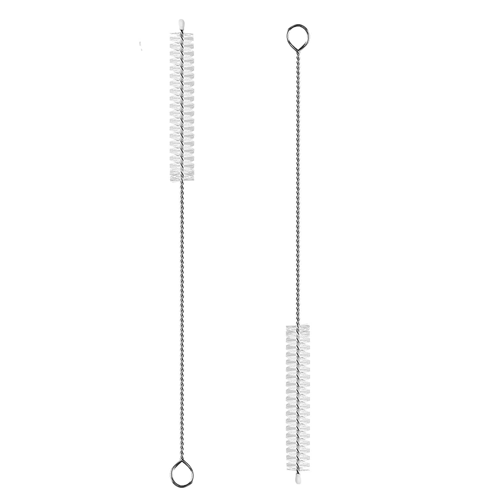 CYHTSHFZ 2 Pack Straw Cleaner Brush, Reusable Stainless Steel Handles, Nylon Bristles, 10.6 Inches Long, 0.47 Inches Wide, for Stanley Mug 40, 30, 20 oz, Sippy Cup, Water Bottle and Tubes, Clear