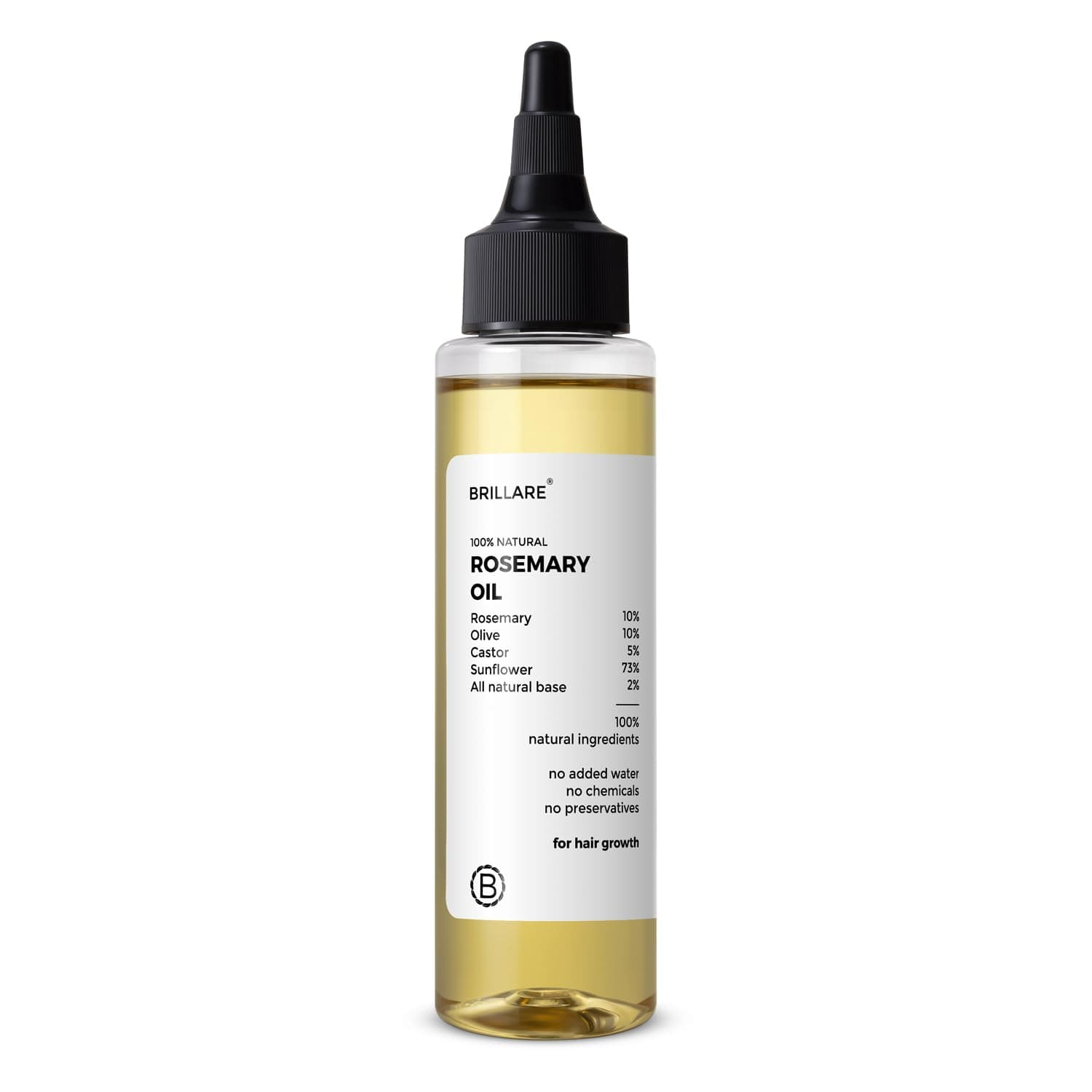 Brillare 10% Rosemary Hair Oil for Hair Growth with 10% Olive Oil & 5% Castor oil | Reduces Hair Fall | Strengthens Hair | Visible Results in 4 Weeks.