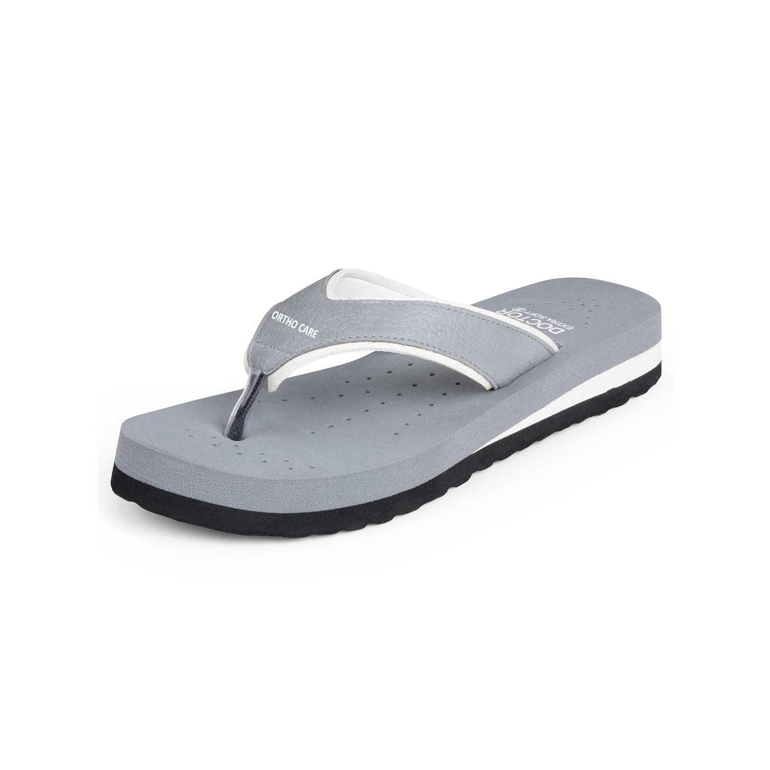 DOCTOR EXTRA SOFT Care Diabetic Orthopedic Pregnancy Flat Super Comfort Dr Flipflops and House Slippers For Women's and Girl's D-18-Grey-7 UK