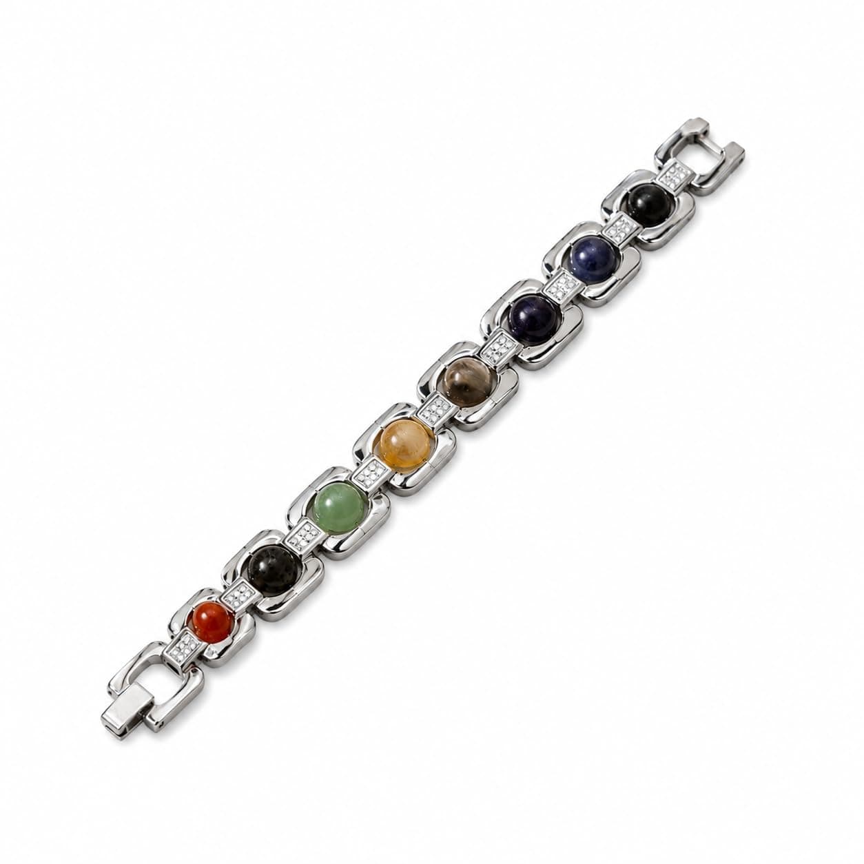 eCraftIndia Crystal Energy Bracelet for Men & Women | 7 Chakra Healing Bracelet | Pyrite Dhanlabh Money Magnet Triple Protection Stone.