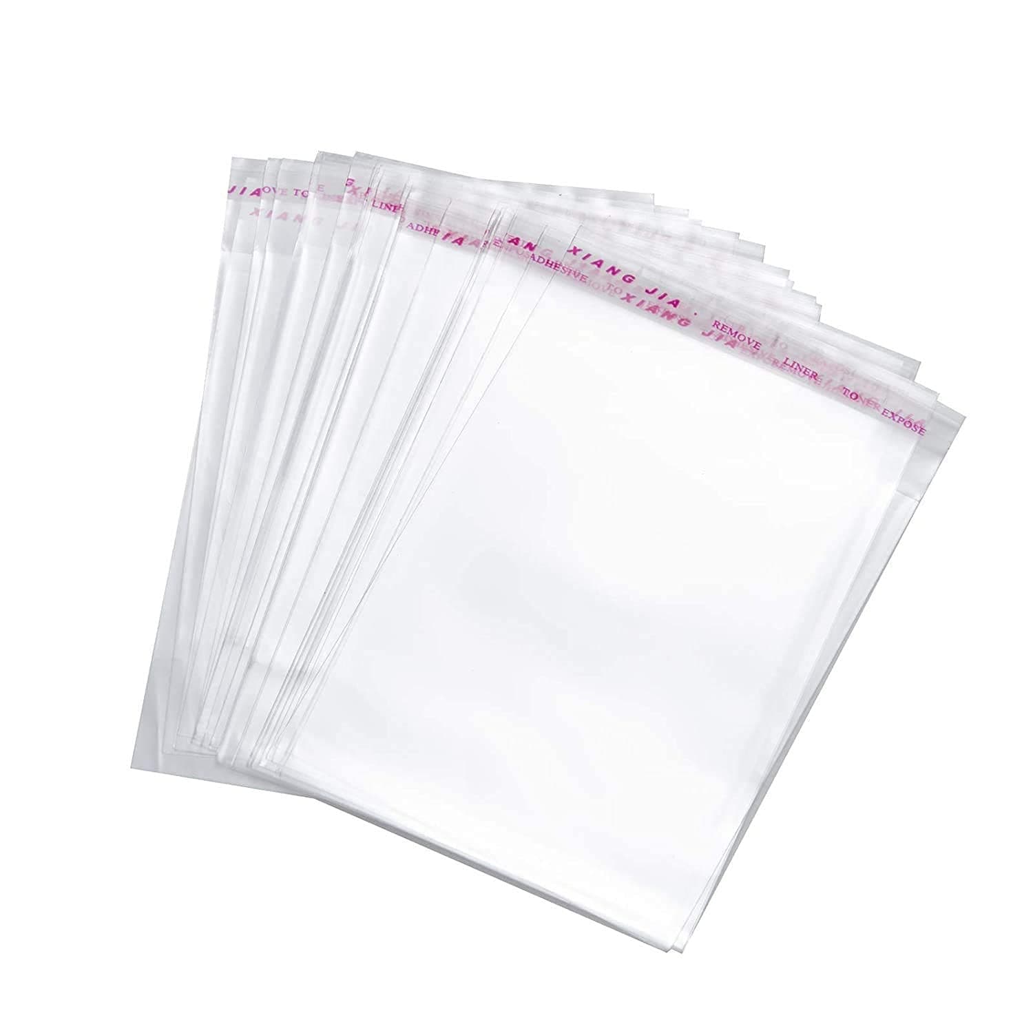 Plastic 50 Pc 14X18 Size Transparent Polythene Bags For Saree Packing Clothes Large Size Saree Polybag Clear Cover Sealable Shirt Pant Storage Self Adhesive Bopp Pouches With 2 Inch Base