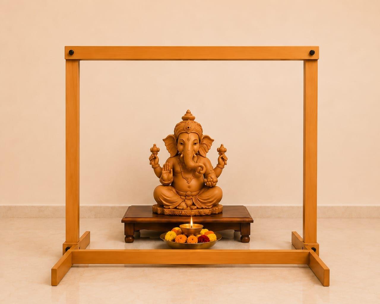 VRB DecTM 1 Pcs Ganpati Decoration items for Home, Backdrop stand for decoration,Backdrop for Pooja Decoration, Ganpati decoration mandap, Ganesh chaturthi decoration items Diwali Pooja Festival Decoration (Design No. 1)