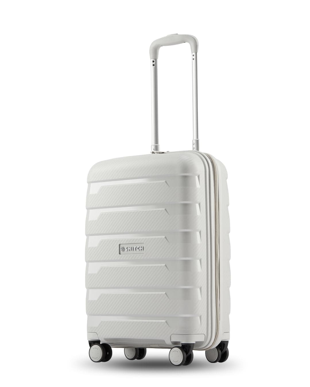 SNITCH Layer Cabin Size Light Grey Polypropylene Hard Travel Suitcase - Trolley Bag Small & Luggage with 8 Wheels, Premium Lock, Wet & Dry Pouch & Free Shoe Bag
