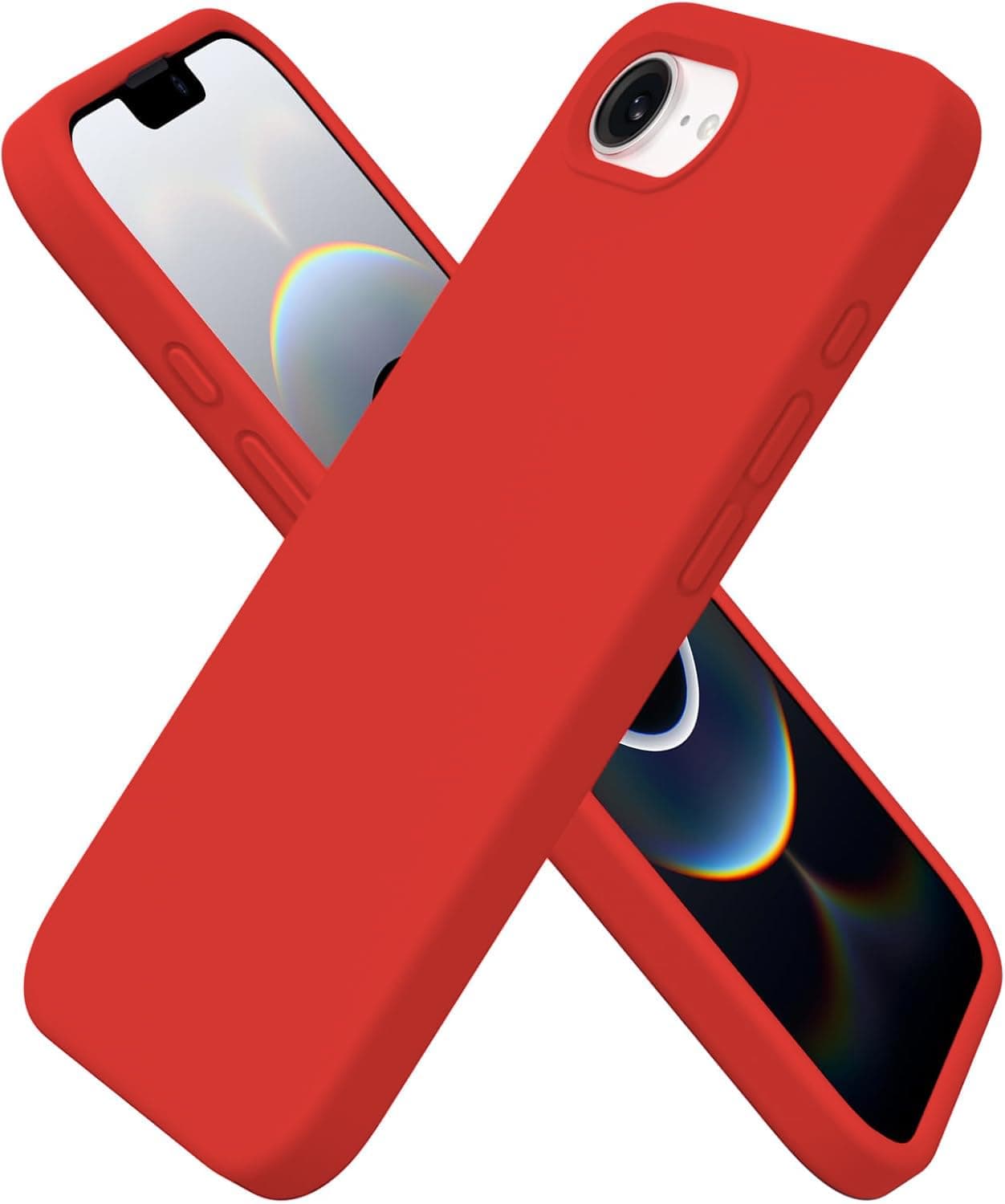 DIZORO Compatible with iPhone 17e / iPhone 16e Case 6.1" Liquid Silicone 3 Layers Full Covered Soft Gel Rubber Phone Case,Shockproof Protective Cover with Anti-Scratch Microfiber Lining-Red