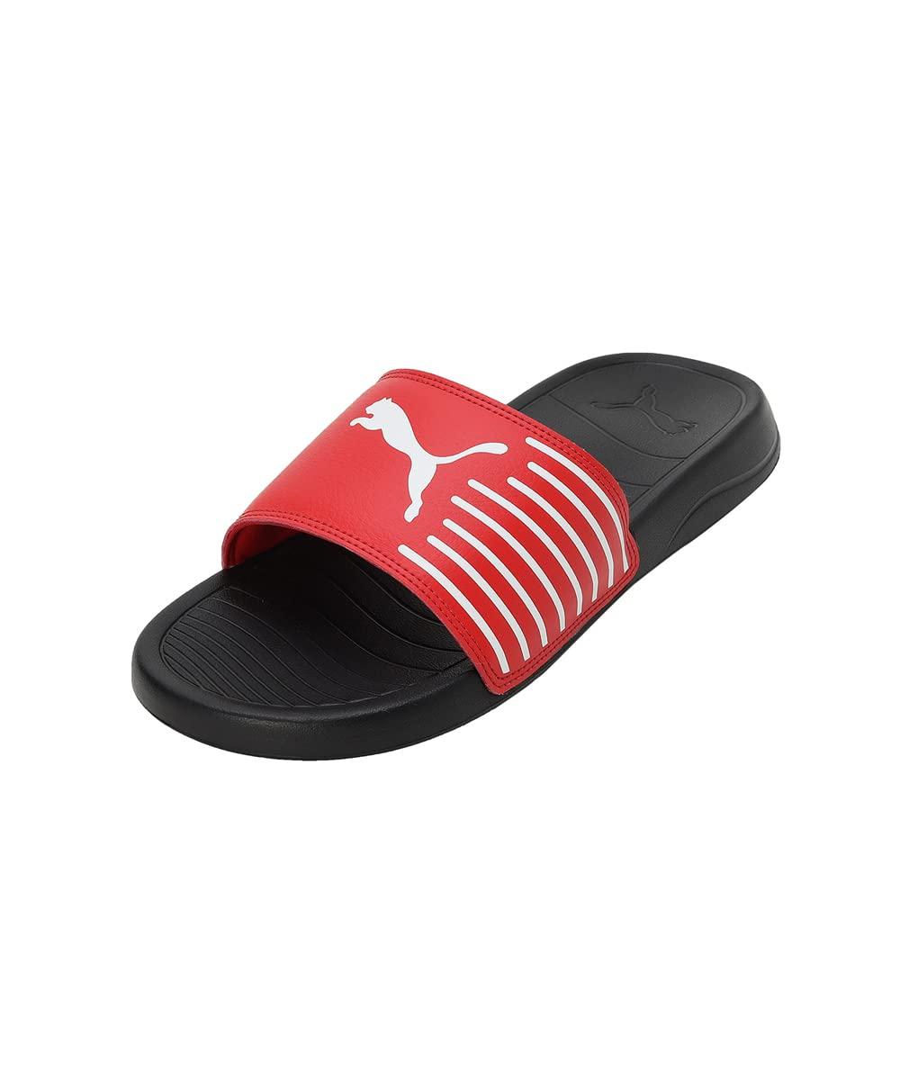Puma unisex-adult Geo Black-Fiery Red-White Slide Sandal - 10 UK (39453803)