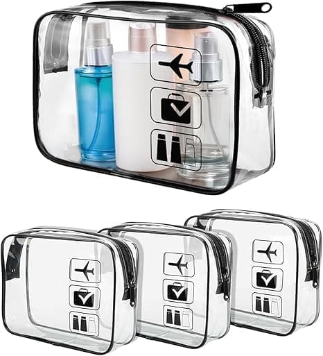 TOURISTIANO Toiletry Bag for Travel Cosmetic Organzier Case Pouch Transparent Makeup Kits (Set of 4)