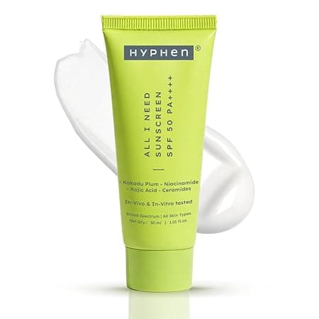 Hyphen All I Need Sunscreen SPF 50 PA++++ | With New-Gen UV Filters | No White Cast | In-Vivo Tested | Brightens,Hydrates| Lightweight Non-Greasy UVA/UVB Protection | For All Skin Types | Women & Men | 30ml