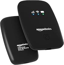Amazon Basics 4G LTE Wireless Dongle with All Sim Network Support|Single_Band Plug & Play Data Card Stick with Up to 150Mbps WiFi Hotspot|2200Mah Rechargeable Battery| Sim Adapter Included (Black)