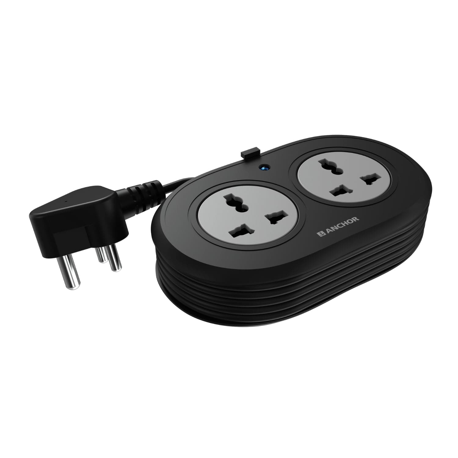 Anchor by Panasonic 2 Universal Socket Extension Board, 6A Spike Guard with 1.2-Meter Heavy Duty Cord for Home and Office Usage, 2 Way Power Strip with LED Indicator, Matt Finish