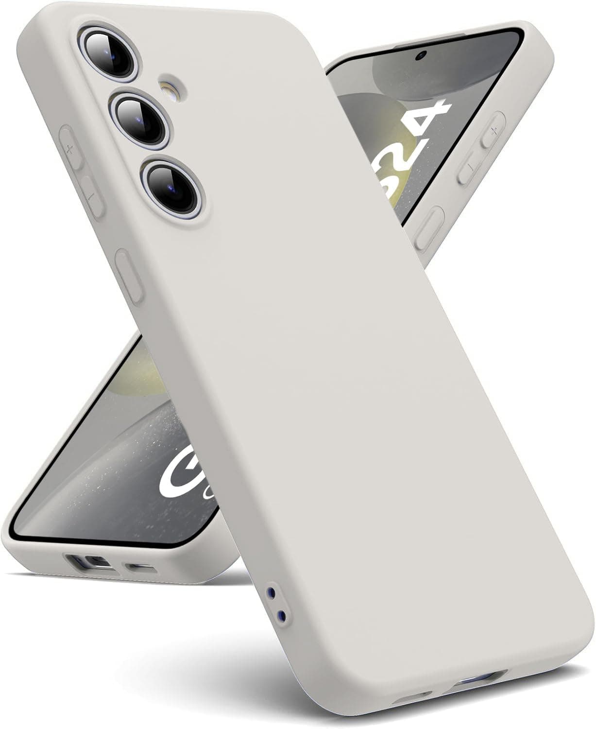 DIZORO Microfiber Candy Case Compatible for Samsung S24 Smooth Touch Cushion Liquid Soft Silicone Gel Rubber Phone Case Non-Slip Full Body Protective Shockproof Back Cover (Stone Grey)