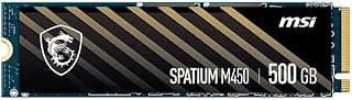 MSI SSD SPATIUM M450 PCIe 4.0 NVMe M.2 500GB V1 – Internal Solid State Drive, up to 3600 MB/s Read & 2300 MB/s Write, PHISON E19T Controller, 3D NAND, Built‑In Data Security, 5‑Year Warranty (300 TBW)