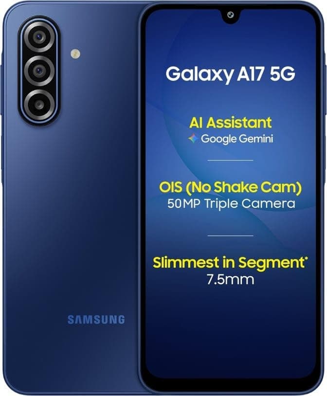 Samsung Galaxy A17 5G (Blue, 8GB RAM, 128GB Storage) | 50 MP No Shake Camera | Gemini Live | Circle to Search | Super AMOLED | Corning Gorilla Glass Victus | 7.5mm Sleek | AI