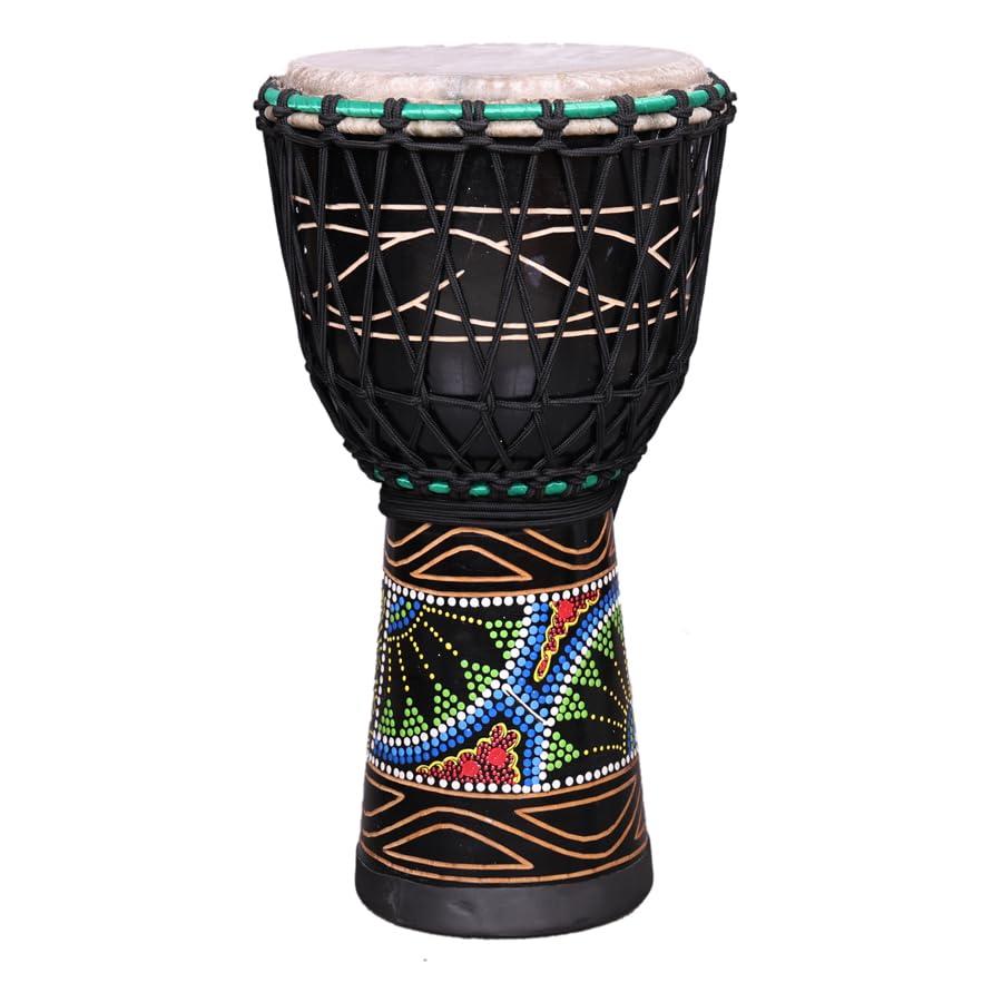 StarJam- Djembe 10 Inches Diameter X 20 Inches Height Mango Wood Djembe Drum - Black (10 x 20 Inches)