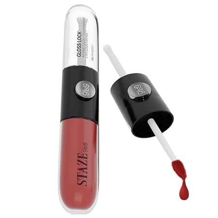 Staze Gloss Lock 2-in-1 Liquid Lipstick | Matte Lipstick + High-Shine Transferproof Gloss | 12H Long-lasting | Intense Pigment | Lightweight & Waterproof | 06 I'm Feisty | 7g